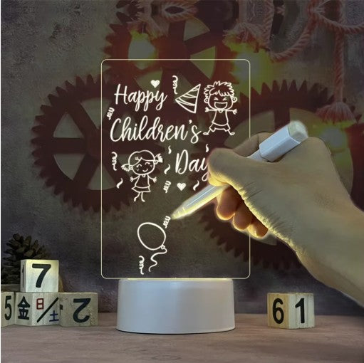 Dibujo hecho con el bolígrafo borrable sobre el tablero iluminado de Glowsy